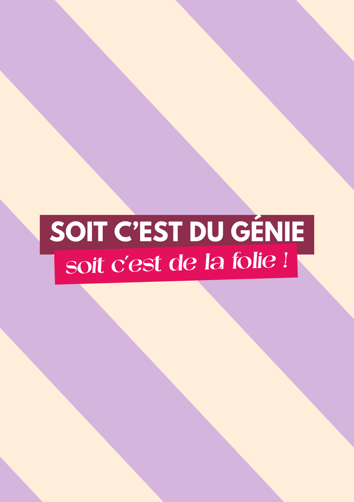 Affiche "soit c'est du génie, soit c'est de la folie"