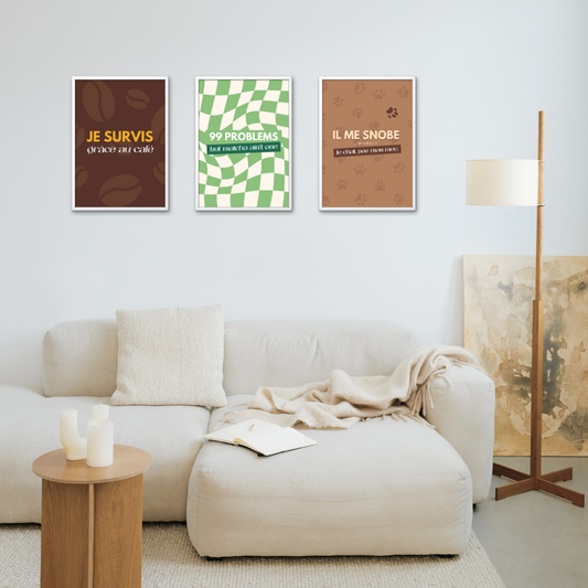 Lot de 3 Affiches Cat & Coffee Club